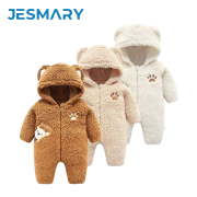 Bodysuit Hình Gấu Từ Lông Cừu Siêu Mịn 2 Mặt Ấm Áp Cho Bé